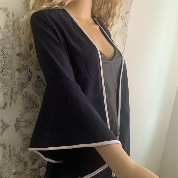 NAVY CARDIGAN WITH WHITE TRIM FROM ZARA - Picture 2 of 6